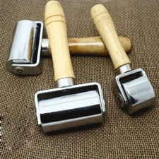 Leather Craft Edge Crease Press Steel Roller Tool Wooden handle Glue Rolling DIY