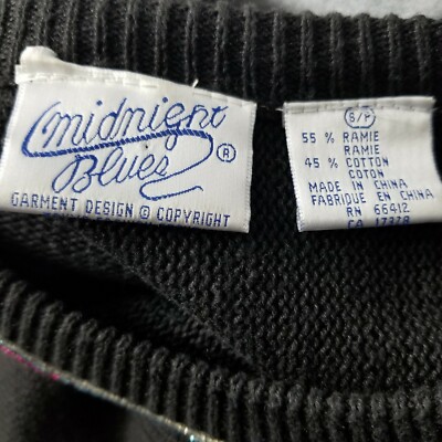 オーダー受付デニム Vintage Midnight Blues Womens Knit Sweater Size Small Brown Floral