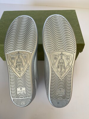 GUCCI Ace Perforated Interlocking GG Logo Women's Sneaker Silver