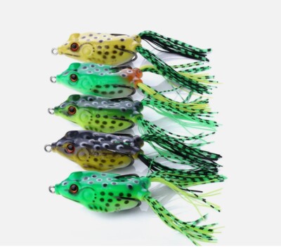 5 Frogs Fishing Lures Large Frog Topwater Crankbait Bait Tackle 1/2 oz 2-3/8''