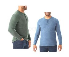 NEW MEN'S MEMBER'S MARK CLASSIC FIT WAFFLE KNIT FABRIC THERMAL HENLEY VARIETY
