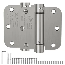 Self Closing Door Hinges 3.5 Inch, Spring Loaded Hinges, Brushed Nickel, 2 Pack