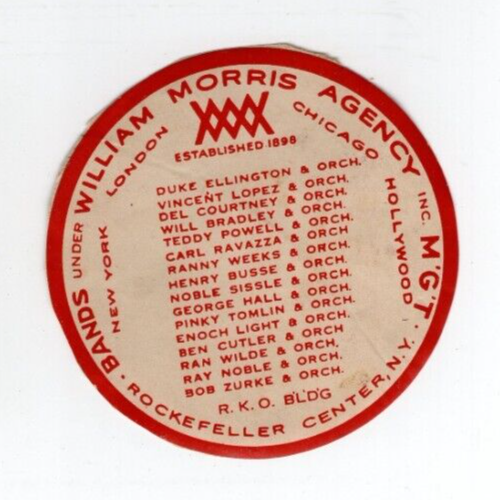 Vintage Advertising Card for William Morris Talent Agency With List of Bands - Picture 1 of 2