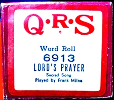 QRS Word Roll LORD'S PRAYER Sacred Song Frank Milne 6913 Player Piano Roll