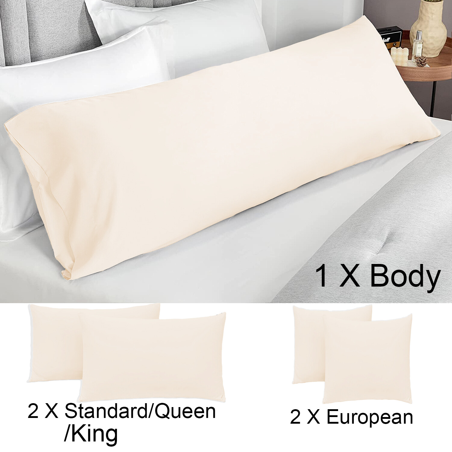2 Pcs 1800TC Soft European/Standard Pillow cases Queen/King Size