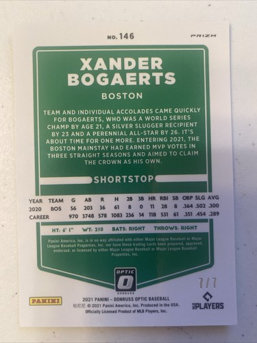 2021 Donruss Optic 7/7 SSP “Bookend” Green Cracked Ice Xander Bogaerts #146 🔥 - Picture 2 of 3