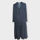 Top Shop Leopard Midi Sz 8 Turquoise Black Button Crepe Dress Academia Whimsicor