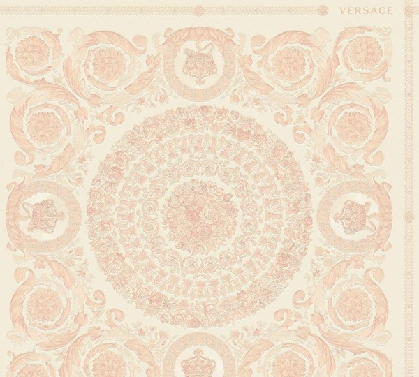 Vinyltapete Versace Home 4 Floral Kacheln Rosa Creme Metallic 370556 (14,79€/1Qm-image