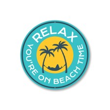 Relax You're On Beach Time, Palm Tree Hammock, Beach Bar Decorative Metal Sign