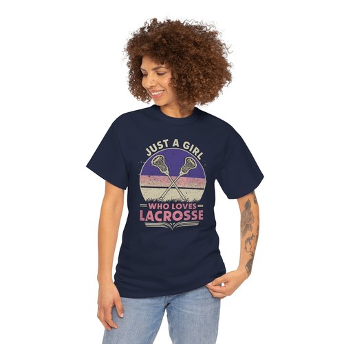 Just a Girl Who Loves Lacrosse T-shirt - Novelty Sports Graphic Tee - Picture 40 of 43