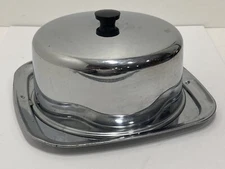 Cake Carrier Mid Century Chrome MCM Locking Tabs Vintage Kitchen