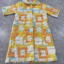 House Coat Dress vintage 70s retro RARE Qulited Girls 1/2 Button Umbrella 4/5T