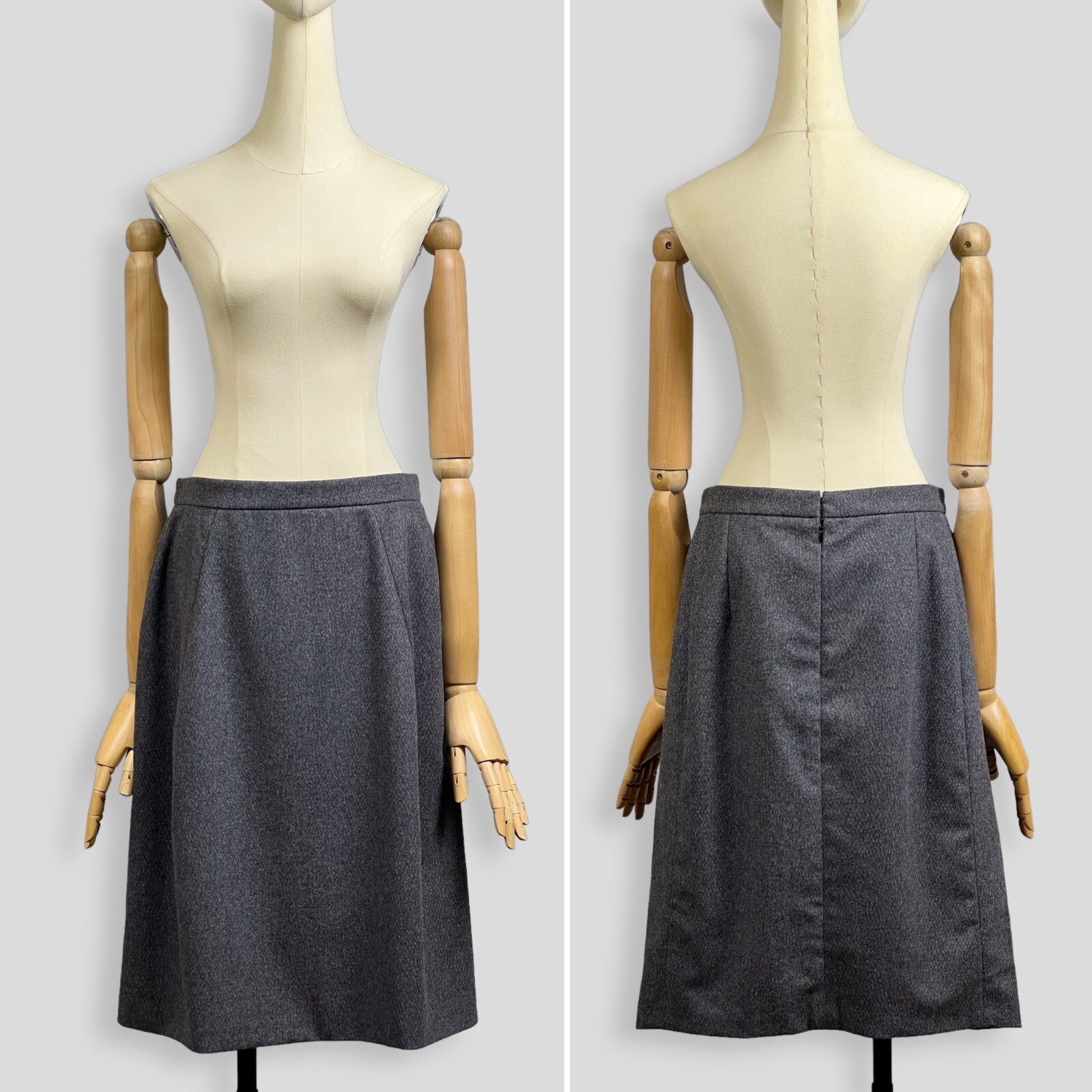 Gonna da donna grigia YVES SAINT LAURENT in lana taglia 42 matita diritta classica Francia