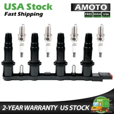UF606 6Pins Ignition Coil + 4X Spark Plugs For 2007-2009 Chevrolet Saturn Astra 