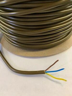 0.5mm 2183Y Gold Bronze Brass Table Lamp Flex Cable Lighting 3Core Per Metre