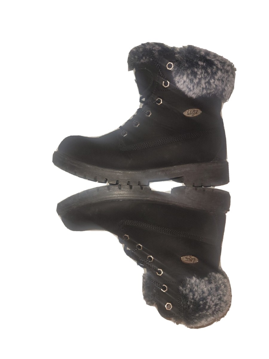 Lugz Boot Women's Black Convoy Soft Faux Fur Classic 6-inch Chukka $70