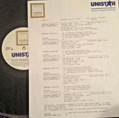 RADIO SHOW 7/17/90 DION DIMUCCI BIRTHDAY TRIBUTE w/15 HITS & 5 DION INTERVIEWS