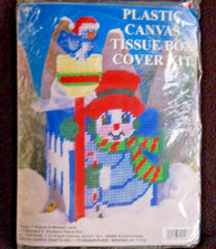 Christmas SNOWMAN  Plastic Canvas Tissue Box Cover  Design Works Kit 1487