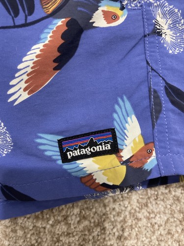 Patagonia Girl's Baggies Shorts (67066) Floral Flower Bird Print Youth Size XL - Picture 2 of 13