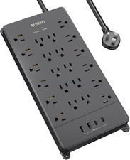 Surge Protector Power Strip, 5Ft Flat Plug Extension Cord with Multiple Outlets,
