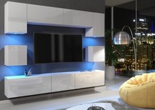 TV Unit TV Cabinet Wall Mount White High Gloss Storage Furniture Modern