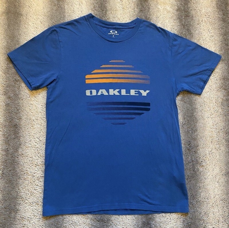 Oakley Tee Shirt Mens Medium Regular Fit Blue Orange White