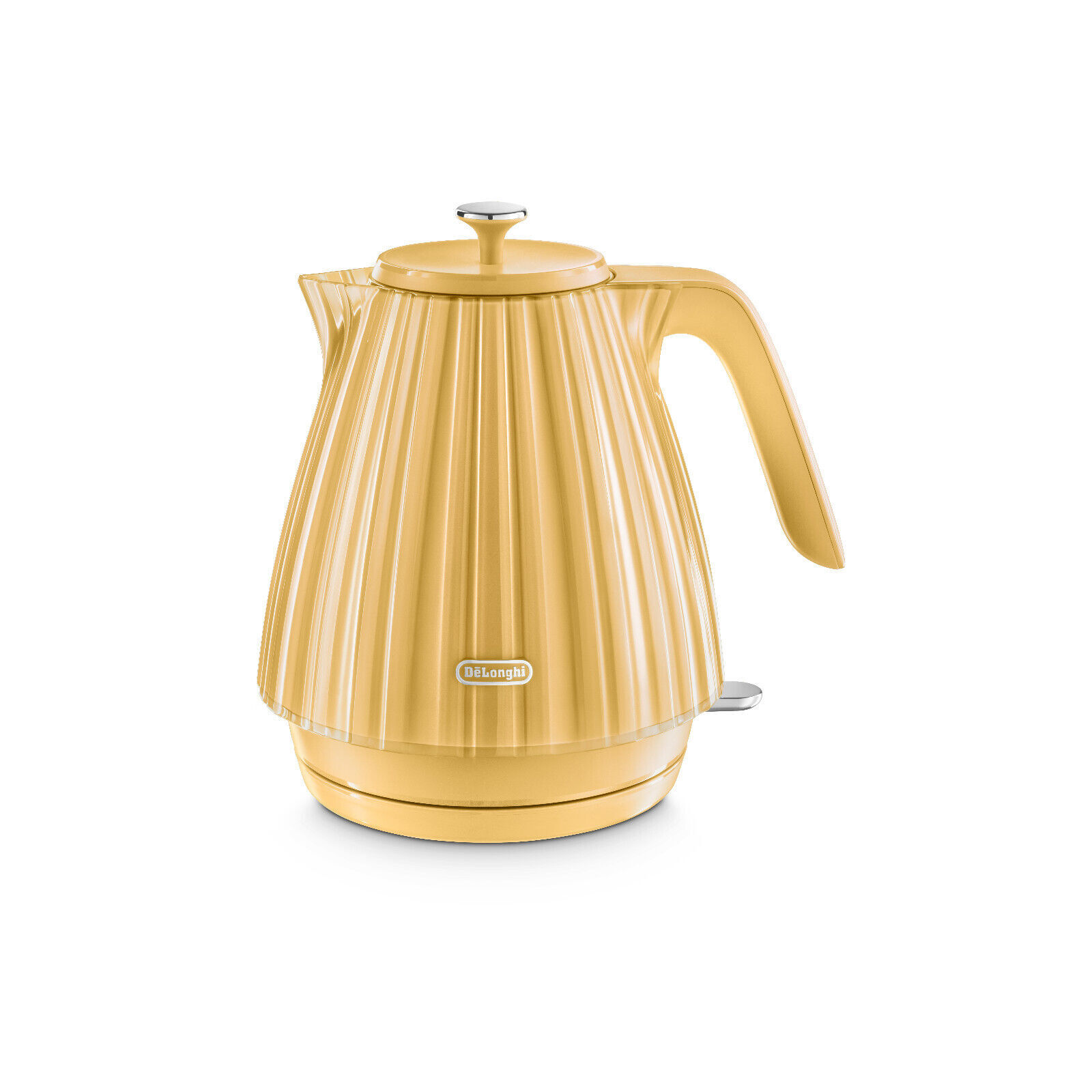 De'Longhi Ballerina Wasserkocher 3000W – 360° Drehbarer Sockel, Wasserstandsanzeige & Entnehmbarer Kalkfilter, Weiß