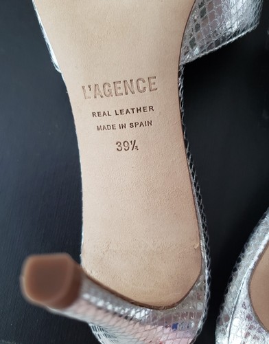 L'Agence Lolita Pointed Toe Sandal Silver Leather Embossed Snake 39.5 9.5 NWT - Picture 11 of 11