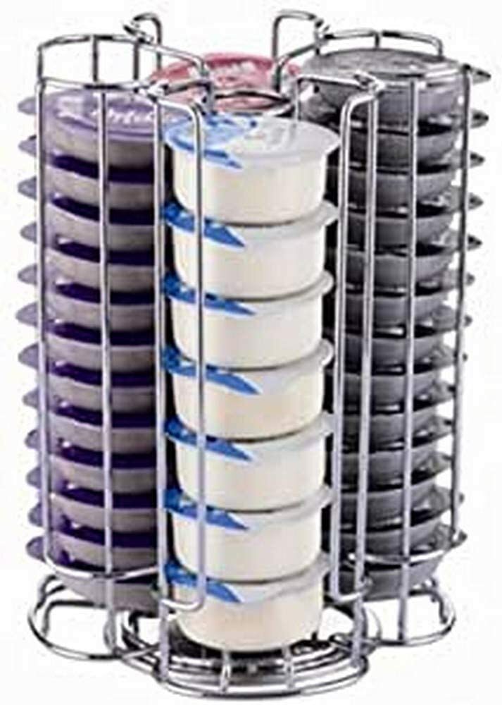 Support capsules Tassimo rotatif anti-encombrement range-dosettes argent