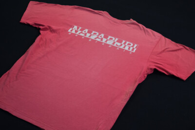 NAPAPIJRI T- Shirt Summer Big Logo Freizeit Sommer Used distressed Rot Red Gr. L