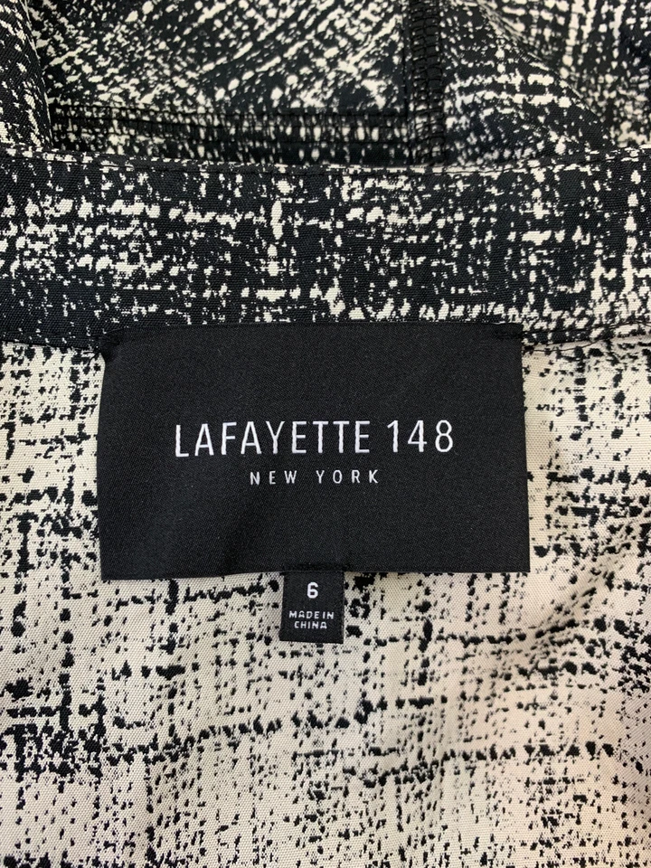 Lafayette 148 New York Blazer 6 Black White Full Zip Collar Long Sleeve - Изображение 4 из 4