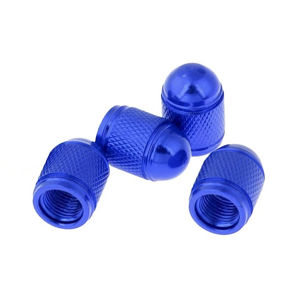 4x bouchons de valve aluminium anodisé BLEU capuchon roue auto moto - NEUF - Photo 1/1