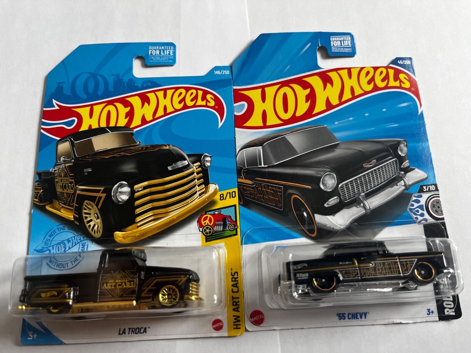HOT WHEELS LA TROCA BLACK HW & '55 Chevy Black Custom Combo