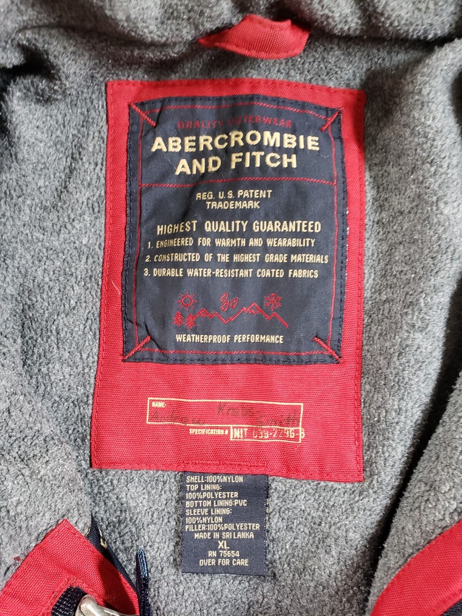 Abercrombie & Fitch Jacket Sz Extra Large Mens Red Gray Full Zip