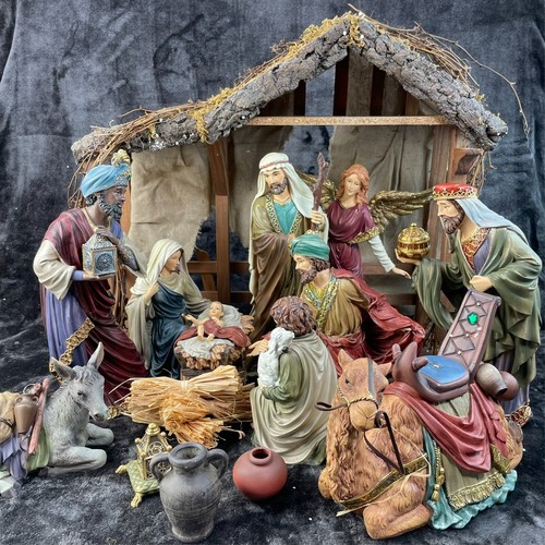 Kirkland # 989999 Large Nativity Set Antique Style Hand Painted Costco Complete - Picture 2 of 22