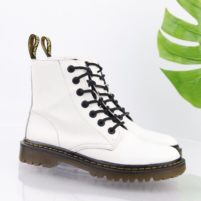 Dr Martens Womens 1460 Luana Boot Size 7 White Leather Combat Lace