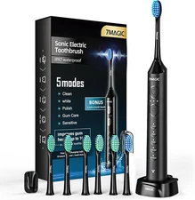 Sonic Toothbrush with 3 Intensity Levels & 5 Modes, One Charge for 90 Days