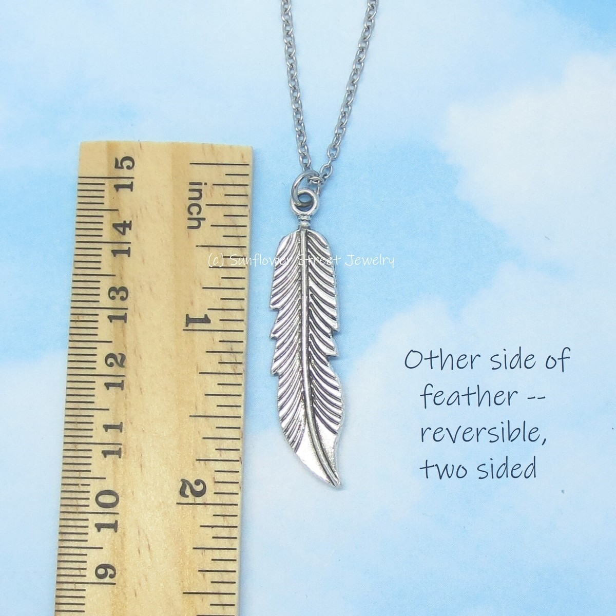 Feather Necklace Antique Silver 01072nk | eBay