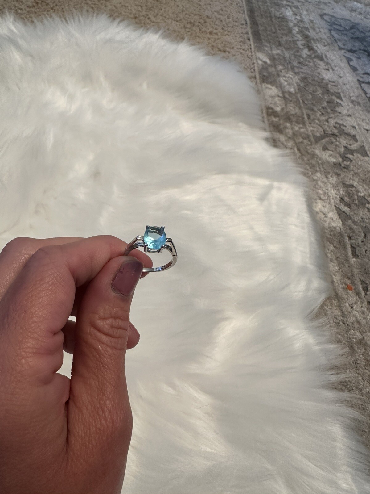 Ring. Sterling silver solitaire ring with Blue St… - image 2