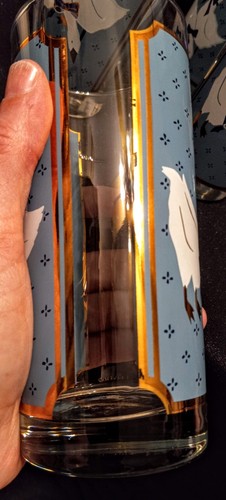 B#155 Culver Blue Geese with 22 Kt Gold Embellished 4 Tumblers & 4 Old Fashion - Picture 7 of 10