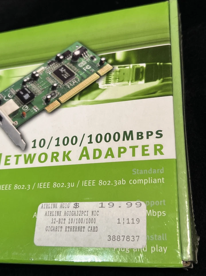 AirLink 101 Gigabit 10 / 100 / 1000 Mbps PCI 32 Bit Network Adapter -NEW SEALED! - Image 3 of 4
