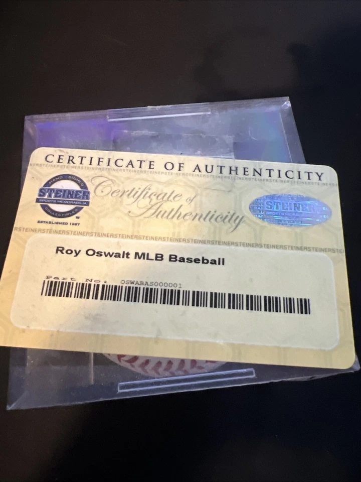 Béisbol autografiado por Roy Oswalt con certificado Steiner Foto 2 de 2