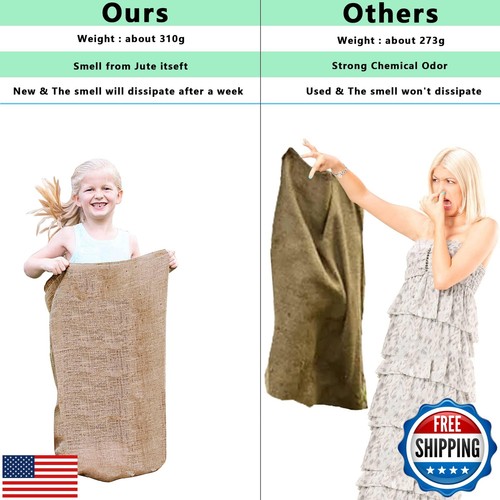 Alytree 8 Pack Burlap Potato Sack Race Bags, 24"x40" Outdoor Lawn Games for K - Picture 2 of 5