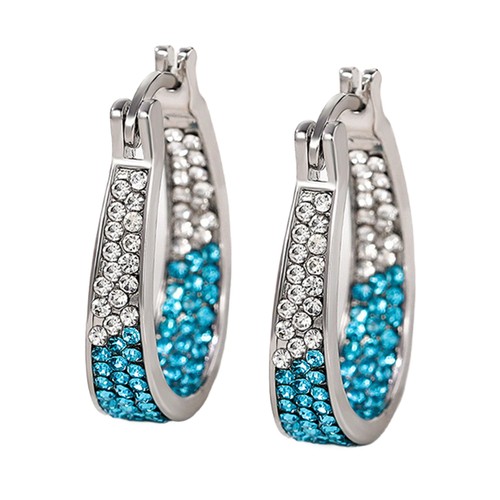 1 Pair Women Hoop Earrings Colorful Rhinestone Large Circle Geometric