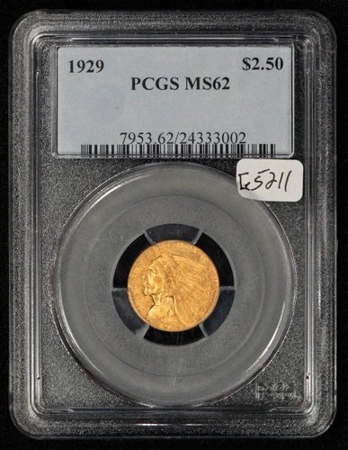 1929 G$2.50 Liberty Head Gold Quarter Eagle - PCGS MS 62 - SKU-G5211
