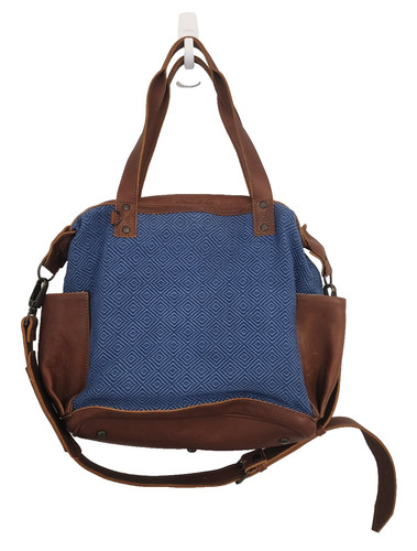 Nena and Co Convertible Tote Bag Blue Textile Guatemala 11.5"Wx12"Hx5"D