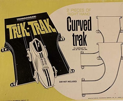 Vintage Transogram 1960 Trik-Trak 2 x Pieces of Right Hand Curved - Ex Shop Stk