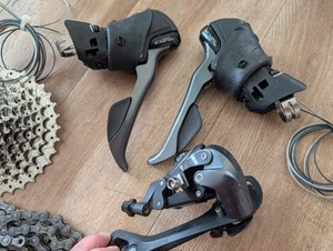 Used Shimano Claris Groupset- Shifters, Rear Derailleur, Cassette