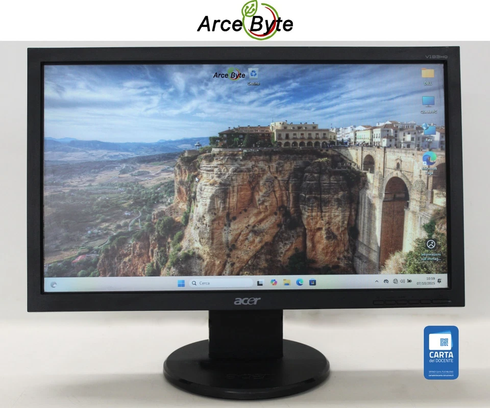 MONITOR PC ACER V193HQ 19 POLLICI WIDESCREEN 16:9 LCD NERO FATTURABILE