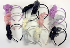 12 Pcs Bow Lace Headbands for Girls Headband with Bows Hair Bands for Kids